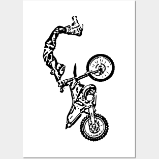 Motocross Jumping Freestyle Sketch Art Posters and Art